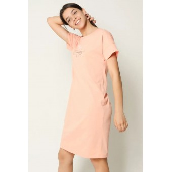 Платье  женское       трикотажное     с коротким рукавом  оранжевое