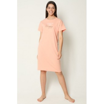 Платье  женское       трикотажное     с коротким рукавом  оранжевое