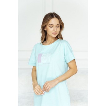 Платье  женское       трикотажное     с коротким рукавом  голубое