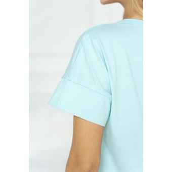 Платье  женское       трикотажное     с коротким рукавом  голубое