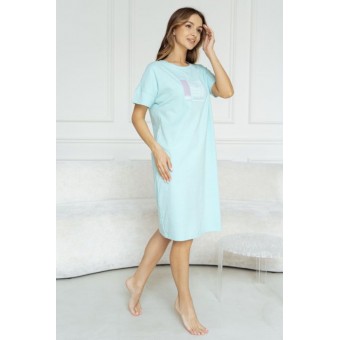 Платье  женское       трикотажное     с коротким рукавом  голубое