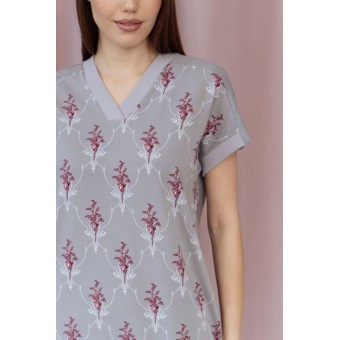 Платье  женское       трикотажное     с коротким рукавом  серое