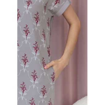 Платье  женское       трикотажное     с коротким рукавом  серое