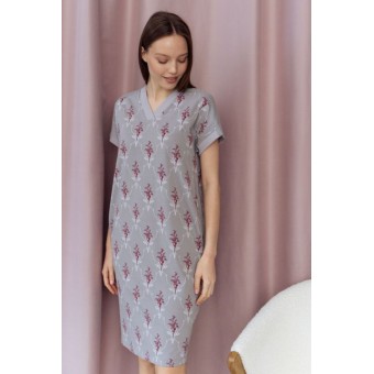 Платье  женское       трикотажное     с коротким рукавом  серое