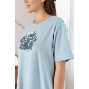 Платье  женское       трикотажное     с коротким рукавом  голубое