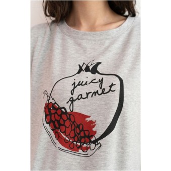 Платье  женское       трикотажное     с коротким рукавом  серое  Принт