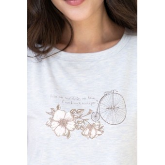 Платье  женское       трикотажное     с коротким рукавом  Светло-голубой  Принт