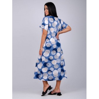 Платье  женское       из кулирки   на пуговицах  с коротким рукавом  синее