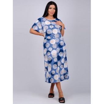 Платье  женское       из кулирки   на пуговицах  с коротким рукавом  синее