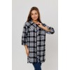Туника женская из кулирки на пуговицах с рукавом 3/4 черная Клетка Kuzina