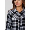 Туника женская из кулирки на пуговицах с рукавом 3/4 черная Клетка Kuzina