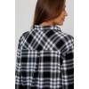 Туника женская из кулирки на пуговицах с рукавом 3/4 черная Клетка Kuzina