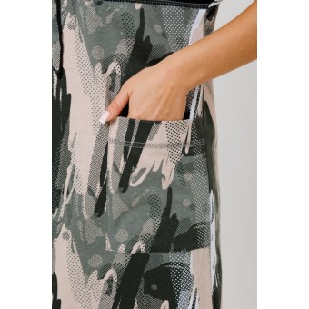 Туника  женская       из кулирки     с коротким рукавом  зеленая  Абстракция Kuzina  