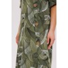 Платье женское из кулирки с коротким рукавом зеленое Листья Kuzina