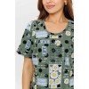 Платье женское из кулирки с коротким рукавом зеленое Абстракция Kuzina