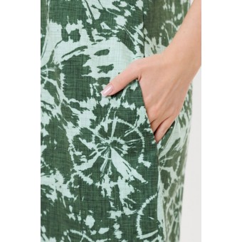 Платье  женское       из кулирки     с коротким рукавом  зеленое  Абстракция Kuzina