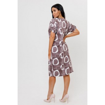 Платье  женское       из кулирки     с коротким рукавом  Белый, Фиолетовый  Круги Kuzina  