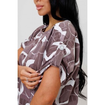 Платье  женское       из кулирки     с коротким рукавом  Белый, Фиолетовый  Круги Kuzina  