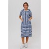 Платье женское из кулирки с коротким рукавом Белый, Синий Полоска Kuzina