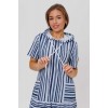 Платье женское из кулирки с коротким рукавом Белый, Синий Полоска Kuzina