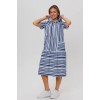 Платье женское из кулирки с коротким рукавом Белый, Синий Полоска Kuzina