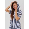 Платье женское из кулирки с коротким рукавом Белый, Синий Полоска Kuzina