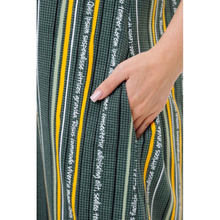 Платье женское из кулирки с коротким рукавом зеленое Полоска Kuzina