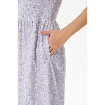 Платье  женское       трикотажное     с коротким рукавом  фиолетовое  Цветы   