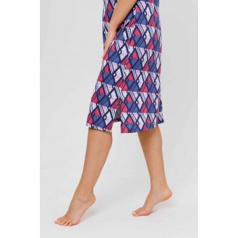 Туника  женская       из кулирки     с коротким рукавом  Темно-синий  Ромбы Kuzina