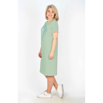 Туника  женская       из кулирки     с коротким рукавом  в ассортименте  Рисунок   