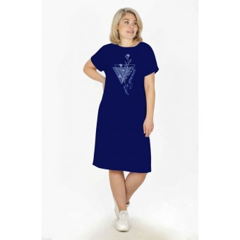 Туника  женская       из кулирки     с коротким рукавом  в ассортименте  Рисунок   