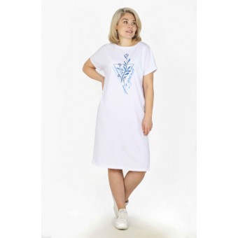 Туника  женская       из кулирки     с коротким рукавом  в ассортименте  Рисунок   