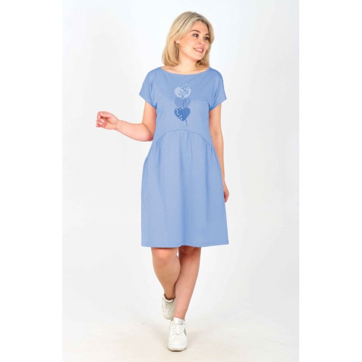 Туника женская из кулирки с коротким рукавом в ассортименте Сердечки