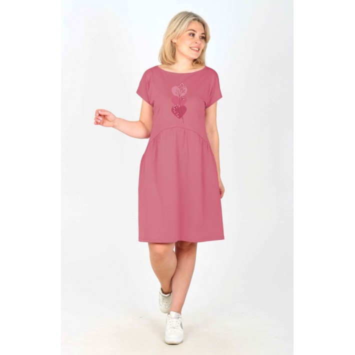 Туника женская из кулирки с коротким рукавом в ассортименте Сердечки
