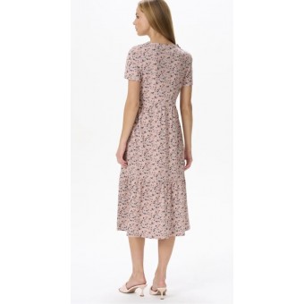 Платье  женское       из кулирки     с коротким рукавом  бежевое     