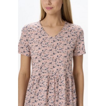 Платье  женское       из кулирки     с коротким рукавом  бежевое     