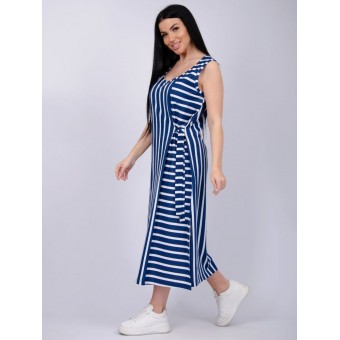 Туника  женская       из кулирки     без рукавов  черная  Полоска