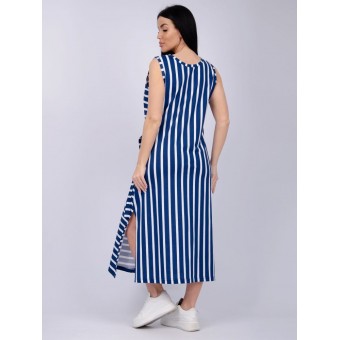 Туника  женская       из кулирки     без рукавов  черная  Полоска