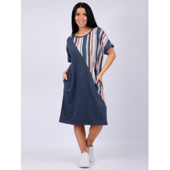 Туника  женская       из кулирки     с коротким рукавом  черная  Однотонное, Полоска   
