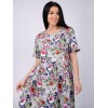 Платье женское из кулирки с коротким рукавом черное Цветы
