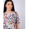Платье женское из кулирки с коротким рукавом черное Цветы