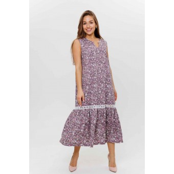 Сарафан         из кулирки     без рукавов  Розовый  Цветы Kuzina