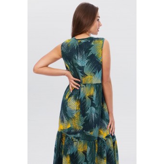 Сарафан         из кулирки     без рукавов  Желтый, Синий  Абстракция Kuzina