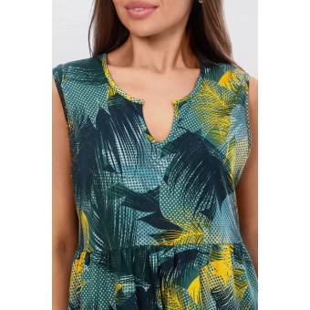 Сарафан         из кулирки     без рукавов  Желтый, Синий  Абстракция Kuzina