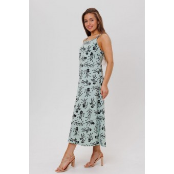 Сарафан         из кулирки     без рукавов  Голубой  Цветы Kuzina