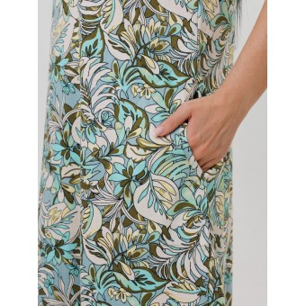 Сарафан         из кулирки     без рукавов  Бежевый, Зеленый  Листья Kuzina