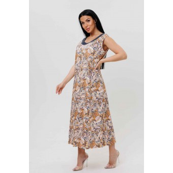 Сарафан         из кулирки     без рукавов  Разноцветный  Листья Kuzina