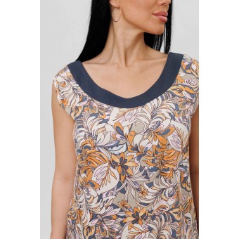 Сарафан         из кулирки     без рукавов  Разноцветный  Листья Kuzina