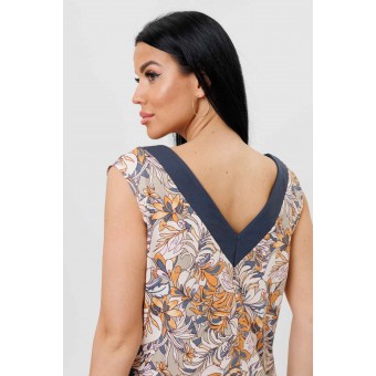 Сарафан         из кулирки     без рукавов  Разноцветный  Листья Kuzina