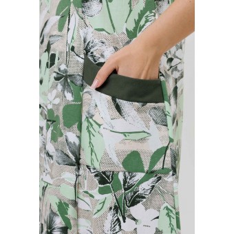 Платье  женское       из кулирки     без рукавов  Бежевый, Зеленый  Листья Kuzina